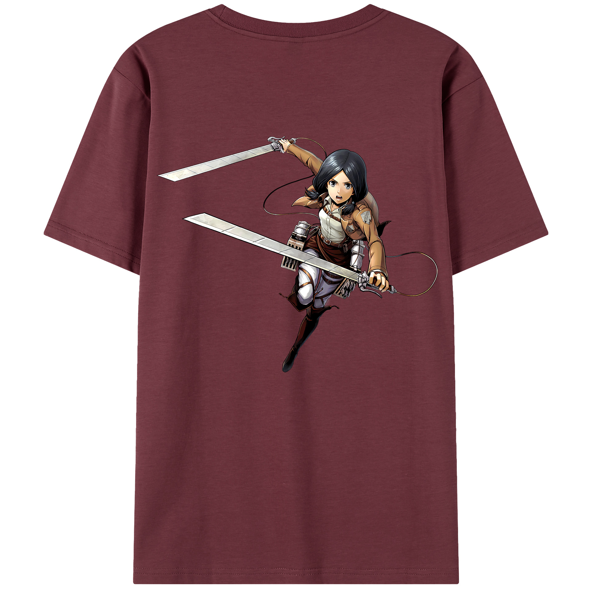 （画像用） 進撃の巨人 ミカサ·アッカーマン Attack on Titan Mikasa Ackerman 綿100％半袖Tシャツ（背面プリント）
